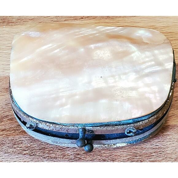 Antique Victorian Mother of Pearl Shell Coin Purse, Late 1800s Seaside Souvenir - Picture 1 of 5